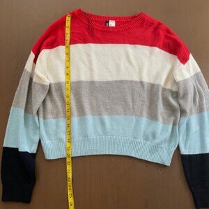 Divided Striped Multicolor Sweater; Size: Medium; Color: Multi